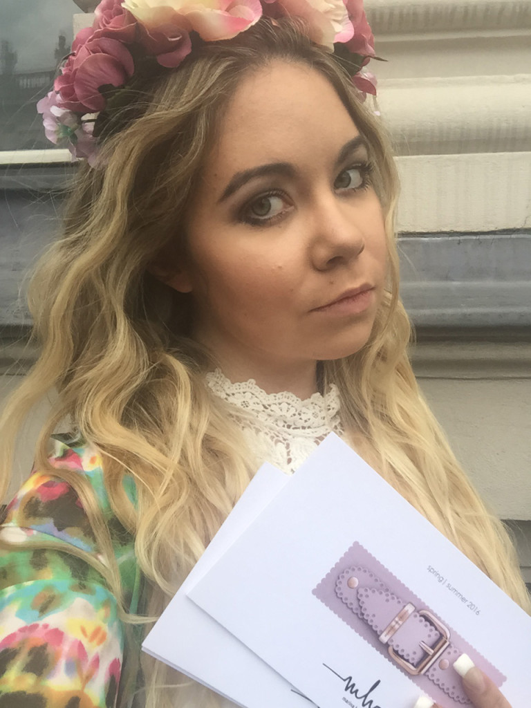 Nadine Trompka vor der Runway Show von Marina Hoermanseder auf der Mercedes-Benz Fashion Week SS 2016