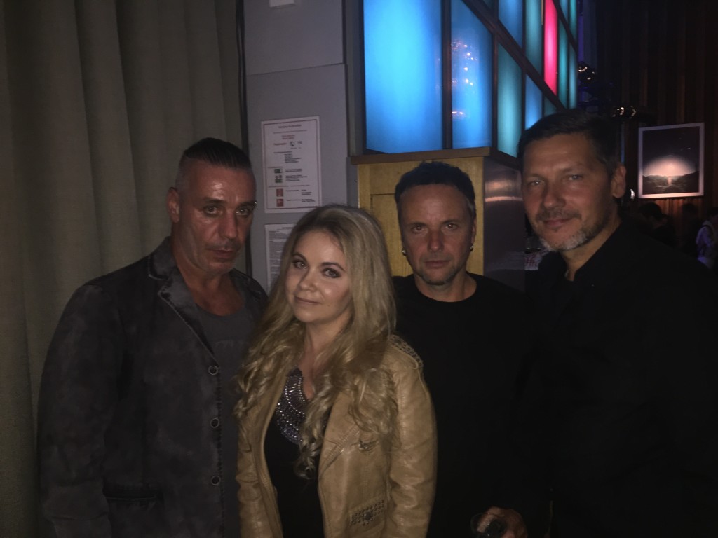 Till Lindemann, Nadine Trompka, Paul Landers, Christoph Schneider auf der Aftershow Party von "Rammstein in Amerika"