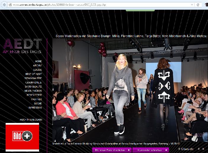 Screenshot von AEDT (http://www.am-ende-des-tages.de): Fashionshow von Soccx und Cosmopolitan