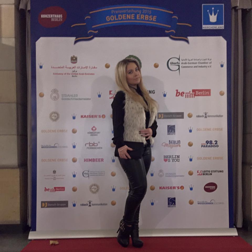 Nadine Trompka bei der Verleihung der "Goldenen Erbse" im Konzerthaus in Berlin